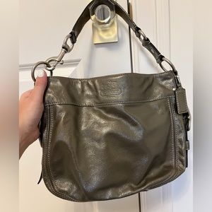 Grey patent leather COACH 1941 shoulder bag